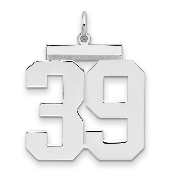 Sterling Silver, Athletic Collection, Large Polished Number 39 Pendant - Picture 1 of 3